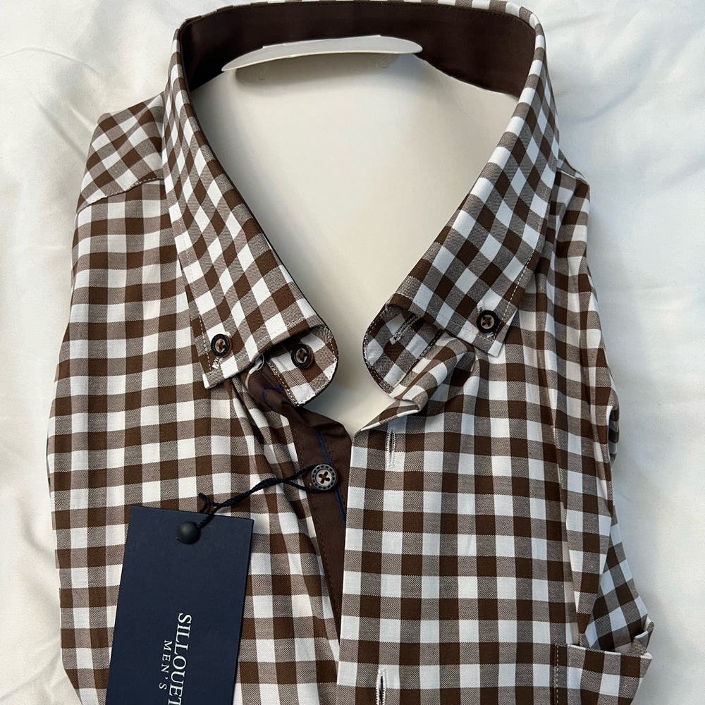 Mens checkered long sleeve button up